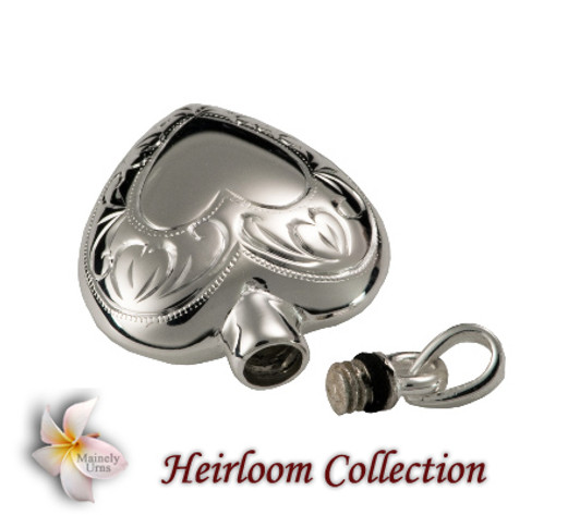 Double Etched Heart Cremation Jewelry in Sterling Silver
