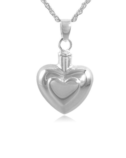 Double Heart Sterling Silver Cremation Jewelry Pendant Necklace