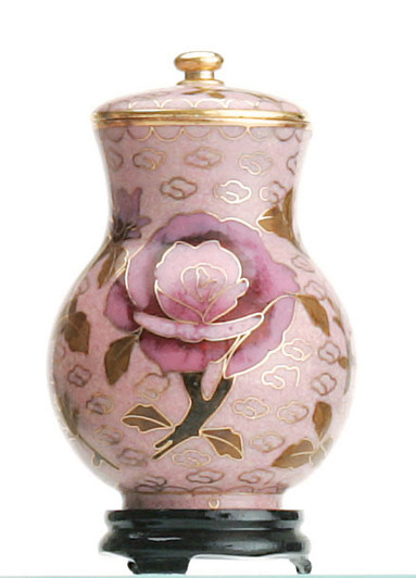 Dusty Rose Miniature Cloisonne Cremation Urn