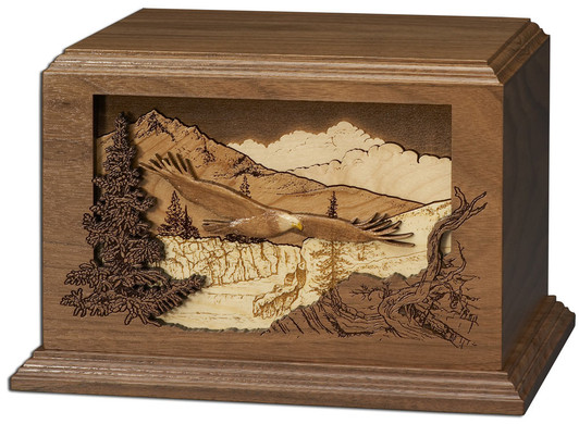 Eagle Dimensional Heirloom Walnut Wood Cremation Urn