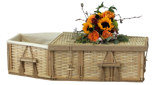 24 Inch Eco Friendly 6-Point Woven Bamboo Wicker Pet Coffin
