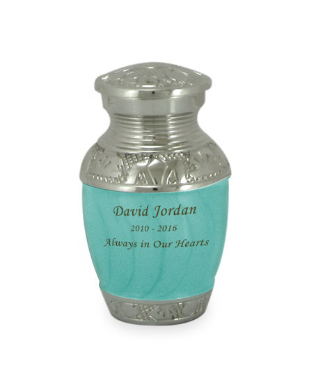 Elegant Baby Blue Fleur-de-Lis Keepsake Brass Cremation Urn