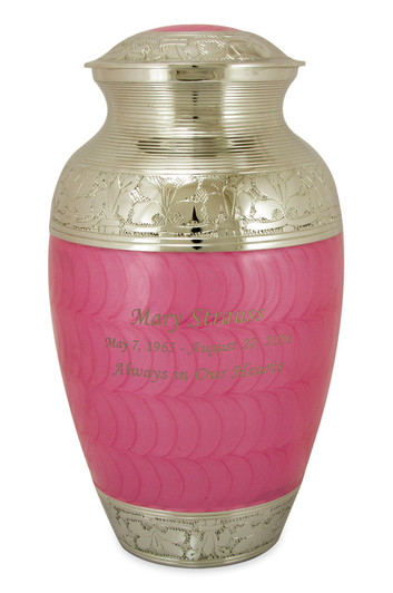 Elegant Pink Fleur-de-Lis Adult Brass Cremation Urn