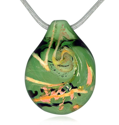Emerald Cremains Encased in Glass Cremation Jewelry Pendant