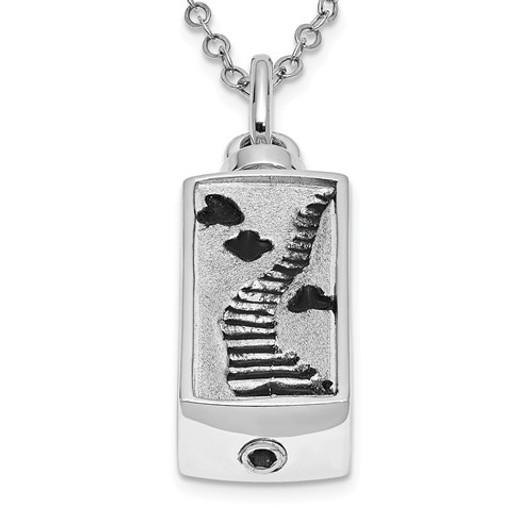 Enameled Stairway to Heaven Sterling Silver Cremation Jewelry Necklace