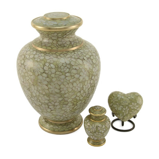 Essence Opal Cloisonne Heart Brass Keepsake Cremation Urn