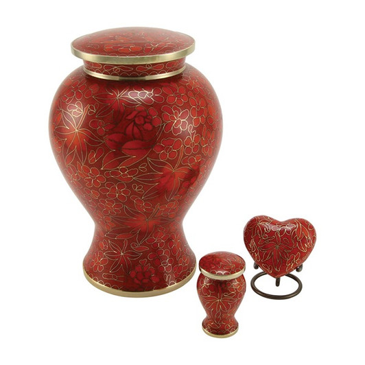 Etienne Autumn Leaves Cloisonne Brass Keepsake Cremation Urn