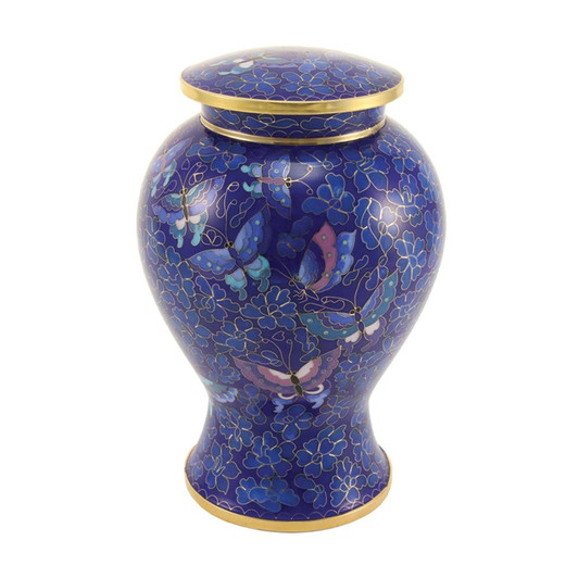 Etienne Butterfly Cloisonne Brass Cremation Urn