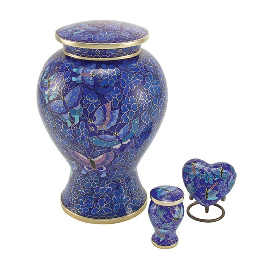 Etienne Butterfly Cloisonne Brass Cremation Urn