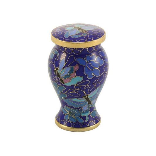 Etienne Butterfly Cloisonne Brass Keepsake Cremation Urn