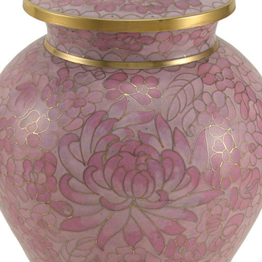 Etienne Rose Cloisonne Brass Cremation Urn