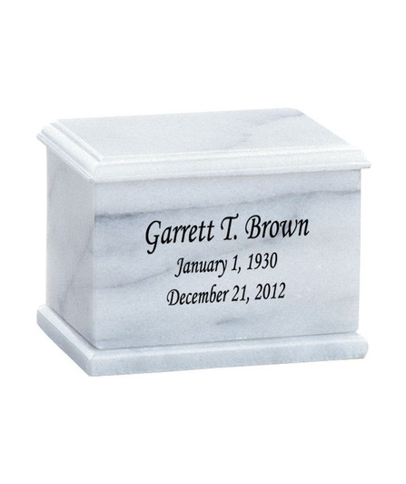 Evermore Memory Rectangular White Marble Keepsake Cremation Urn