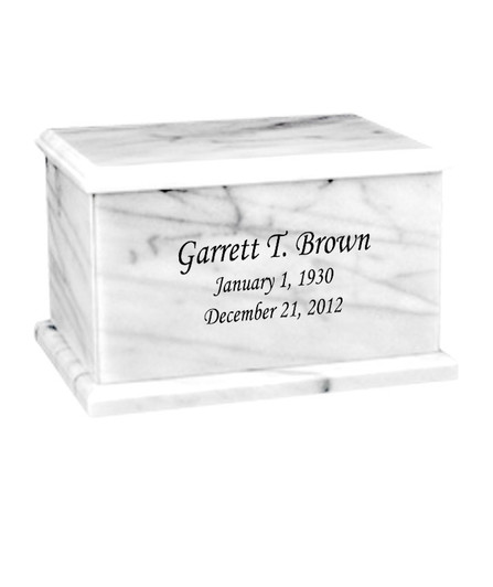 Evermore Rectangular White Marble Engravable Cremation Urn