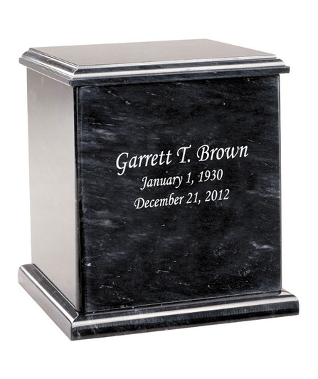Evermore Square Black Marble Engravable Cremation Urn