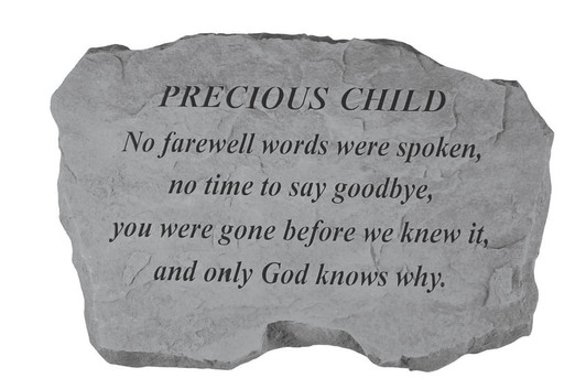 Family Memorial - Precious Child - No Farewell Words - Memorial Garden Stone