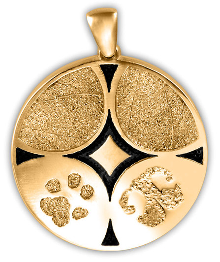 Family Ties Buddies 3D Pet Paw Print / Nose Print 14k Gold Memorial Pendant - Four Prints