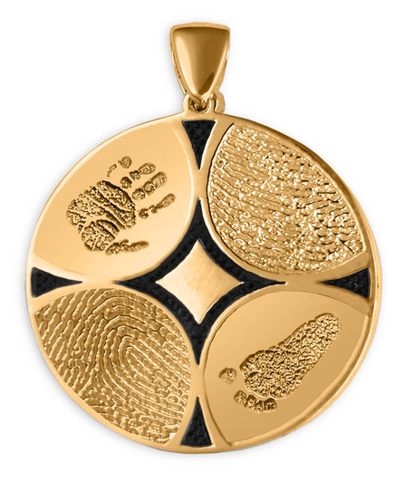 Family Ties Thumbies 3D Fingerprint 14k Gold Keepsake Memorial Pendant/Charm - Four Prints