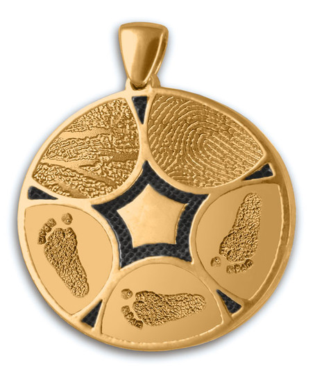 Family Ties Thumbies 3D Fingerprint 14k Gold Keepsake Memorial Pendant/Charm - Five Prints