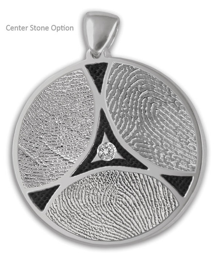 Family Ties Thumbies 3D Fingerprint Sterling Silver Keepsake Memorial Pendant/Charm - Three Prints