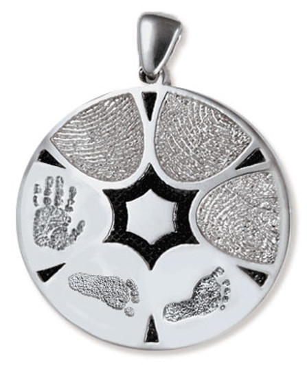 Family Ties Thumbies 3D Fingerprint Sterling Silver Keepsake Memorial Pendant/Charm - Six Prints