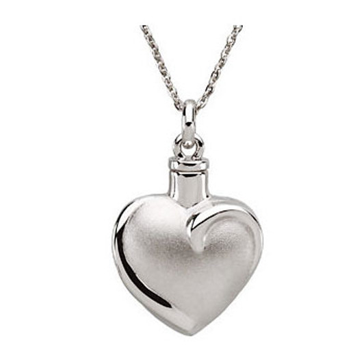 Fancy Heart Sterling Silver Cremation Jewelry Necklace