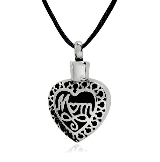 Fancy Mom in Heart Stainless Steel Cremation Jewelry Pendant Necklace