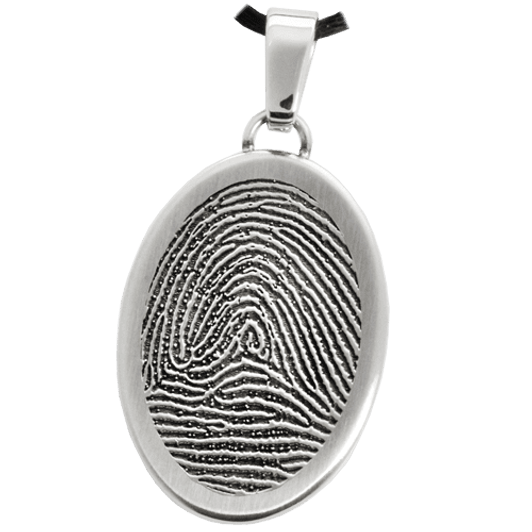 Fingerprint Oval Stainless Steel Memorial Pendant Necklace