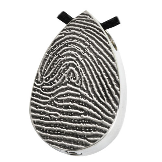 Fingerprint Teardrop Stainless Steel Memorial Cremation Pendant Necklace