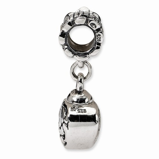 Floral Heart Sterling Silver Cremation Jewelry Dangle Bead Charm
