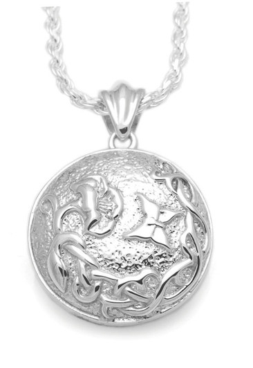 Flower and Butterfly Round Sterling Silver Cremation Jewelry Pendant Necklace
