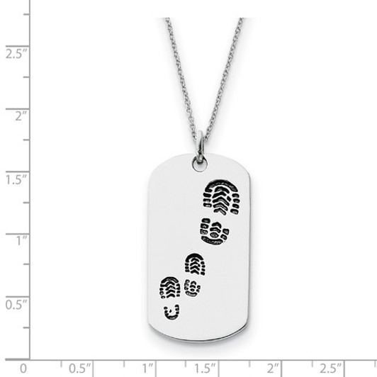 Footsteps Dog Tag Antiqued Sterling Silver Memorial Jewelry Pendant