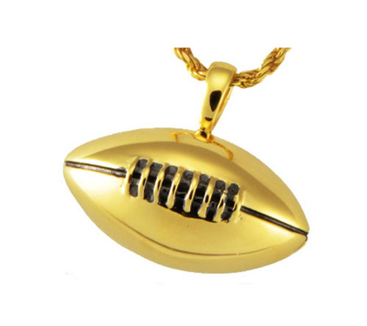 Football Cremation Jewelry in Solid 14k Yellow Gold or White Gold