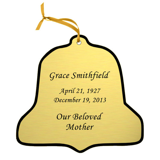 Bell Double-Sided Memorial Ornament - Engraved - Gold