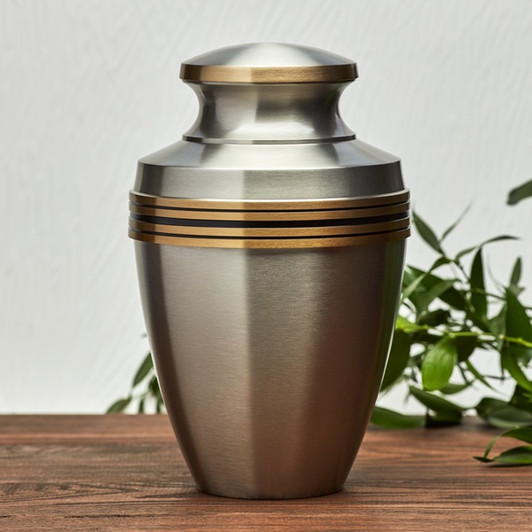 Grecian Pewter Brass Cremation Urn - Engravable