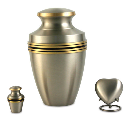 Grecian Pewter Brass Keepsake Cremation Urn - Engravable