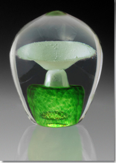 Small Green Enduring Fountain Cremains Encased in Glass Keepsake Cremation Urn