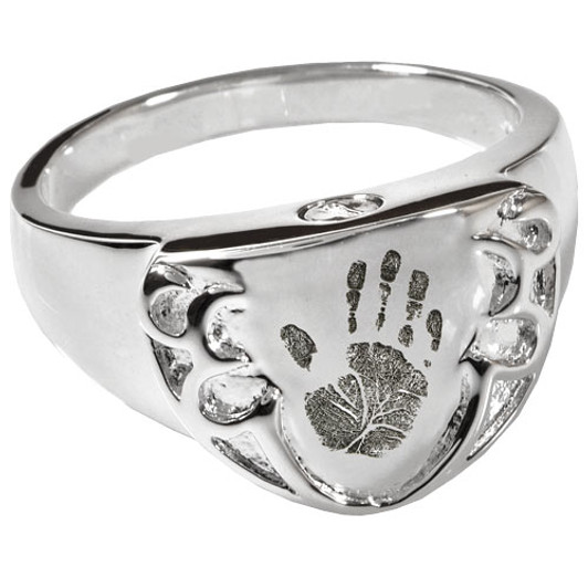 Shield Sterling Silver Memorial Pet Cremation Ring