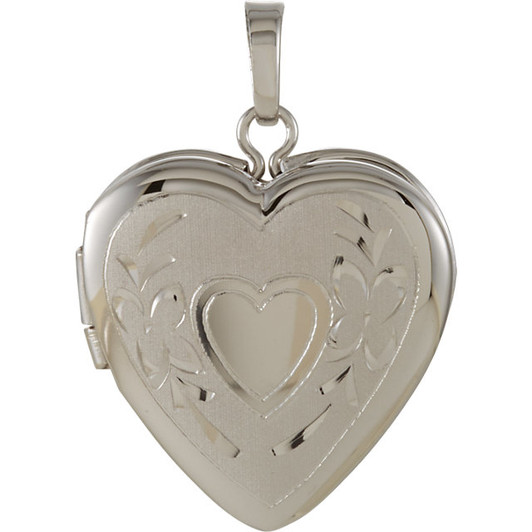 Heart in Heart Sterling Silver Memorial Locket Jewelry Necklace