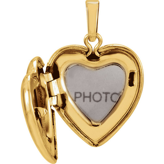 Heart with Diamond Starburst 14k Yellow Gold Memorial Locket Jewelry Necklace