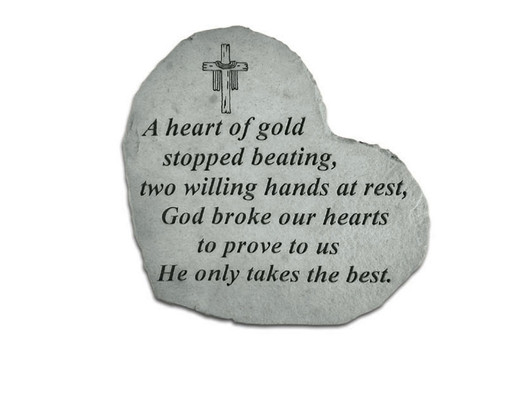 Heartful Thoughts - A Heart Of Gold - Memorial Garden Stone