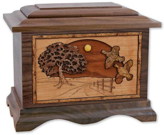 Heartland Quail with 3D Inlay Walnut Wood Cremation Urn