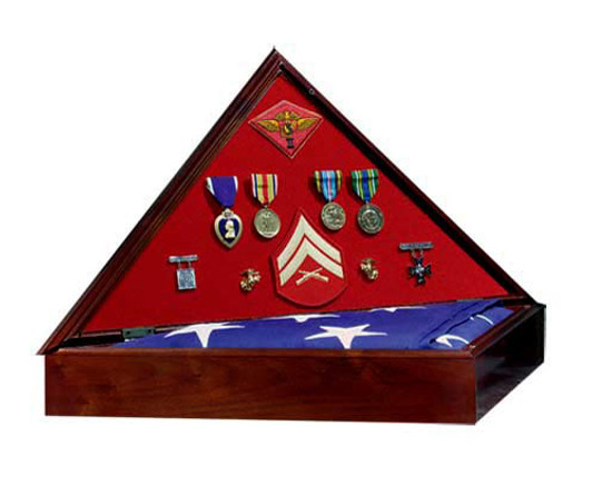 Heritage Flag Display Case in Heirloom Walnut