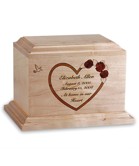 At Home In Our Hearts - Wood Infant Cremation Urn - Engravable