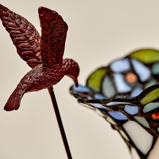 Hummingbird and Lily Blue Tiffany Style Lamp Keepsake Cremation Urn
