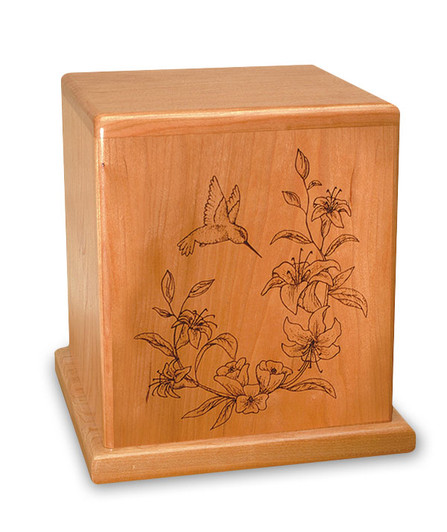 Hummingbird Cherry Cremation Urn - Engravable