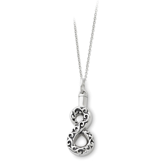 Infinity Remembrance Antiqued Sterling Silver Cremation Jewelry Necklace