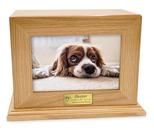 Horizontal Medium - Inset Photo Pet Oak MDF Urn