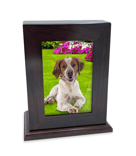 Vertical Medium Inset Photo Pet Walnut MDF Urn