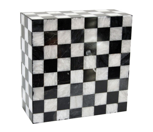 Kingdom Black and White Marble Mosaic Cremation Urn