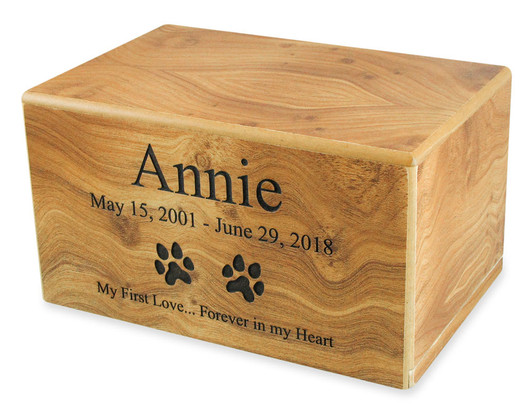 Large Natural Finish MDF Wood Pet Cremation Urn